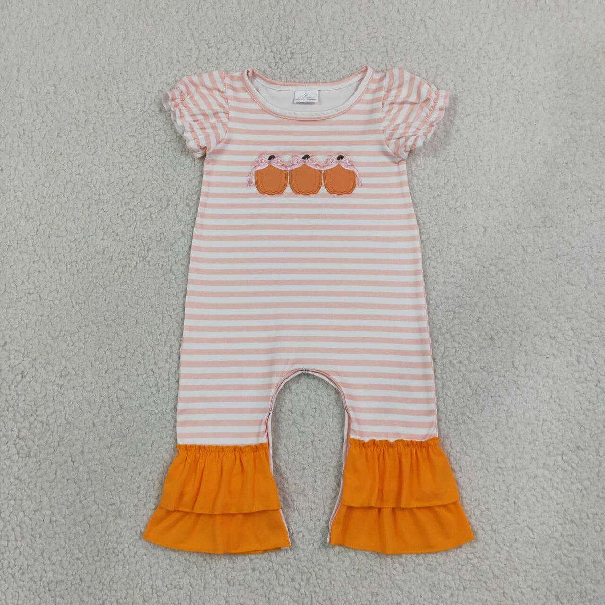 Sibling Baby Girls Boys Embroidery Pumpkin Outfit Dress and Romper