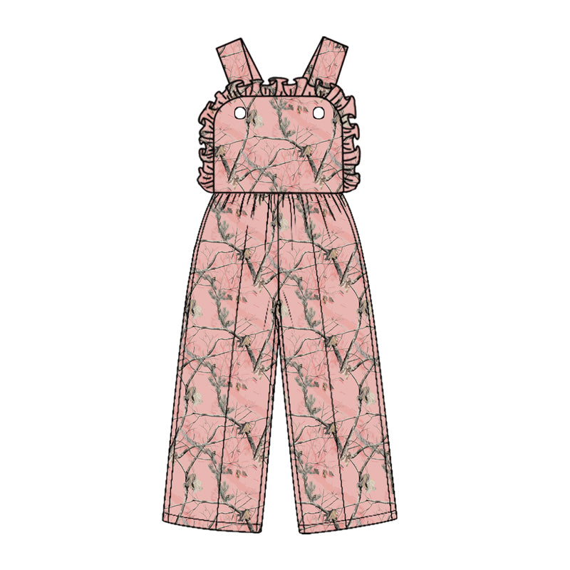 10.1 Preorder SR4333 Kids Girls Easter Pink Camo Overall Jumpsuit