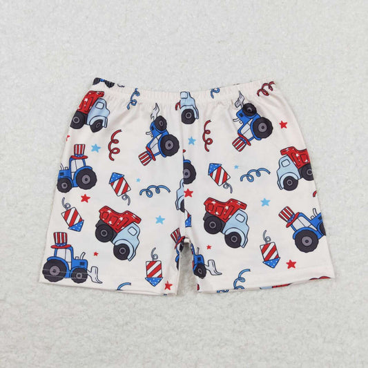 SS0257 Trucks Stars Kids 4th of July Bottom Shorts
