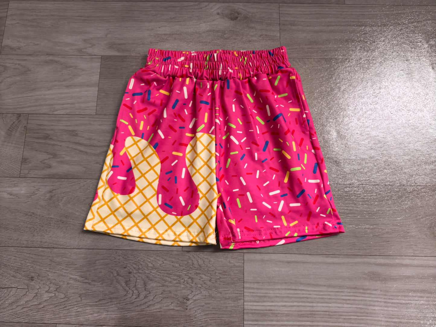 Preorder Kids Girls Hot Pink Ice Cream Drop Sprinkles Shorts