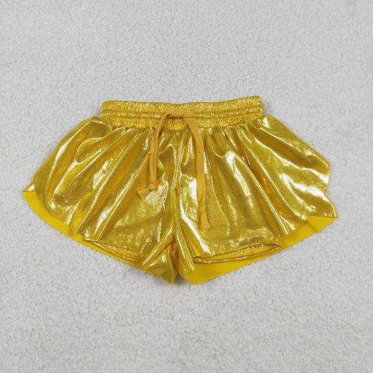 Baby Girls Sibling Leather Yellow Purple Ruffle Shorts Bottoms