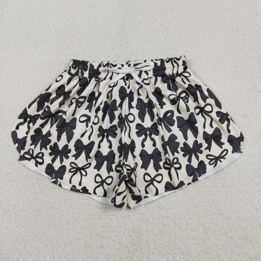 Mama and Me Girls Black Bows Yoga Active Ruffle Shorts Bottom