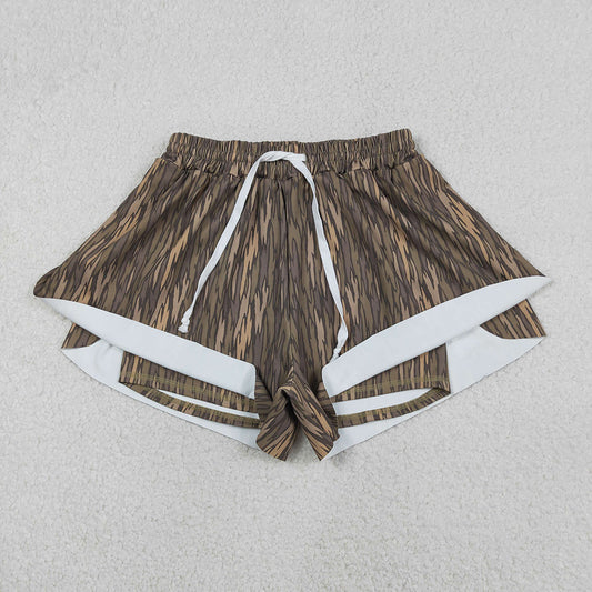 3 Colors Camo Print Mommy and Me Bottom Summer Yoga Flutter Shorts Sibling Wear