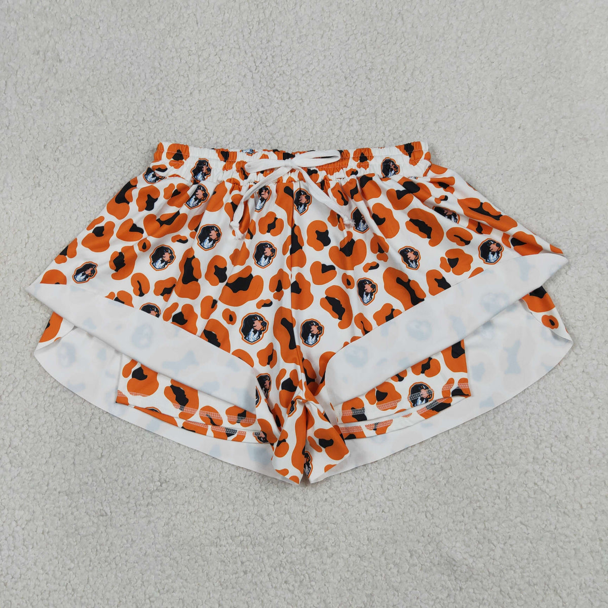 Sport Team Orange Black Leopard Mommy and Me Bottom Summer Yoga Flutter Shorts Sibling Wear