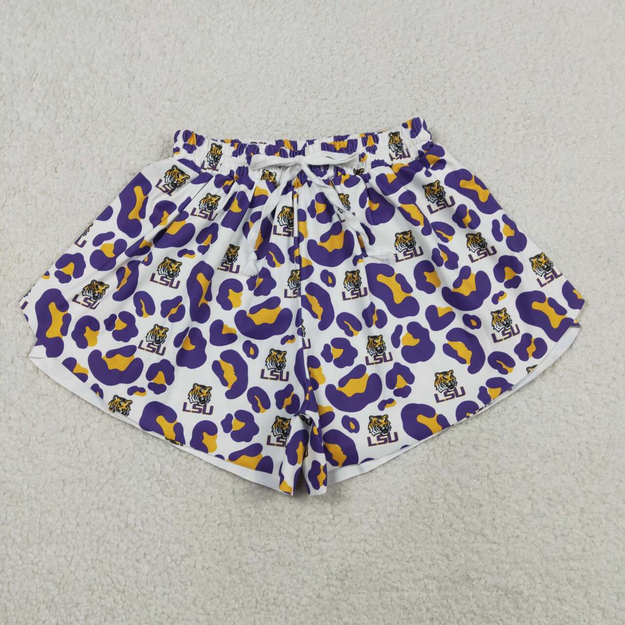 SS0811 Teams LSU Leopard Print Woman Summer Bottom Yoga Flutter Shorts