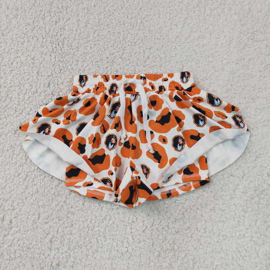 Sport Team Orange Black Leopard Mommy and Me Bottom Summer Yoga Flutter Shorts Sibling Wear