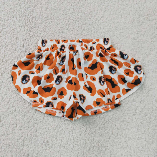 SS0816 Teams Tennessee Leopard Print Girls Summer Bottom Yoga Flutter Shorts