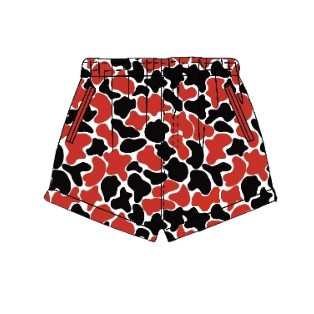 3.26 SS0881 Baby Boys Red Black Camo Shorts Preorder