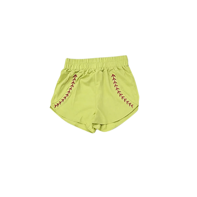 4.23 Kids Girls Lime Green Baseball Stitch Shorts Preorder
