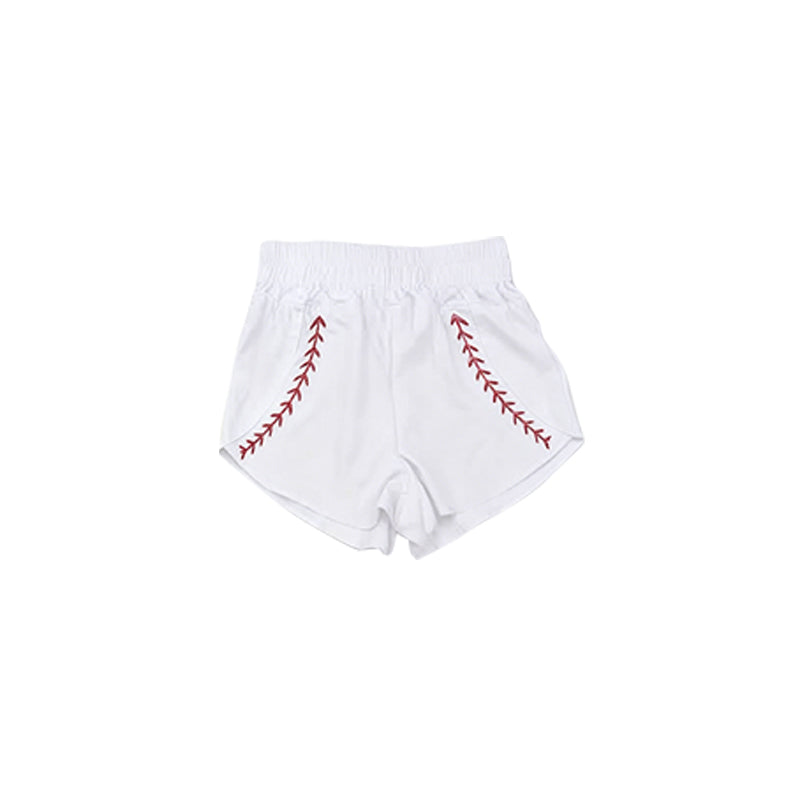 4.23 Kids Girls White Baseball Stitch Shorts Preorder