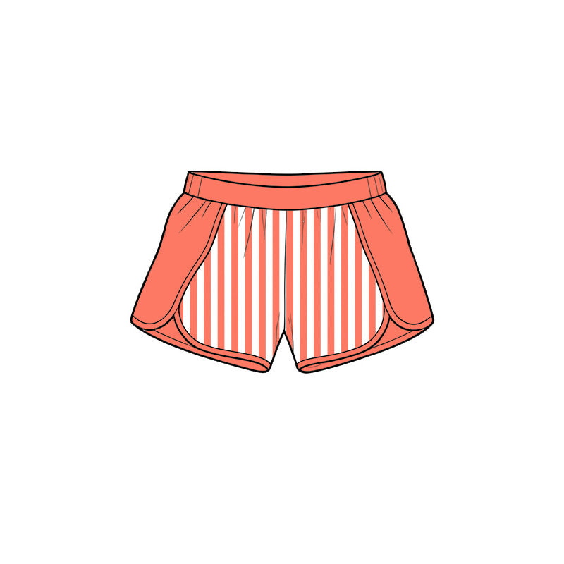 6.19 Preorder SS0951 Orange Stripes Print Girls Bottom Yoga Shorts