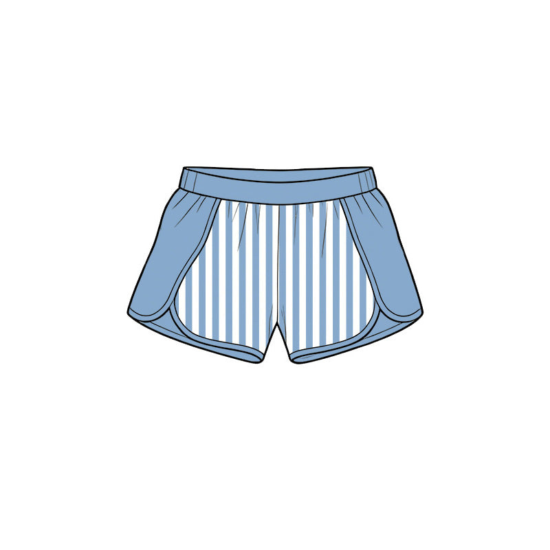6.19 Preorder SS0954 Blue Stripes Print Girls Bottom Yoga Shorts