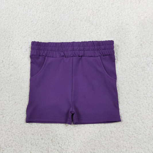 SS0958 Purple Color Pockets Girls Active Bottom Yoga Shorts