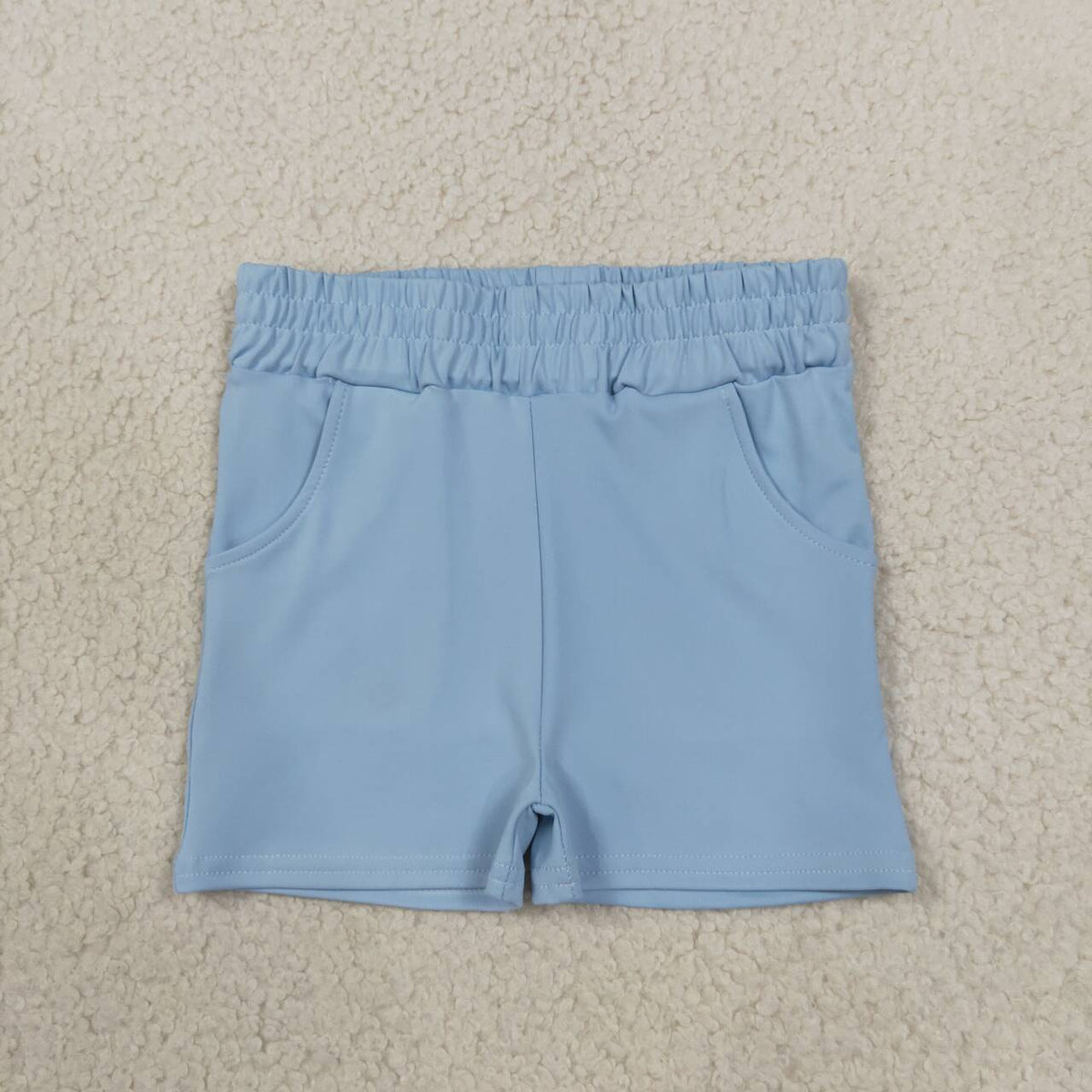 GSSO3847 Blue With Navy Active Sleeveless Top Pockets Shorts Girls Yoga Clothes Set