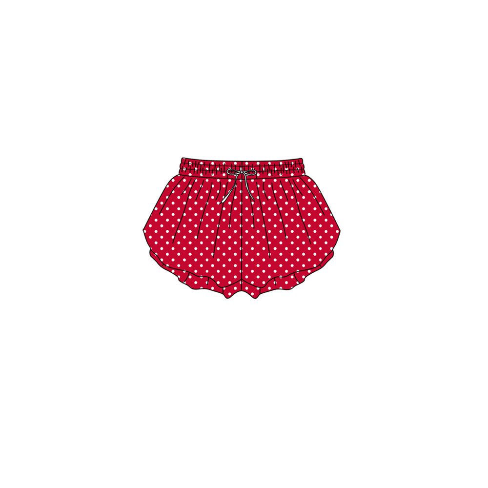 7.24 Preorder SS0969 Wine Dots Print Girls Bottom Yoga Flutter Shorts