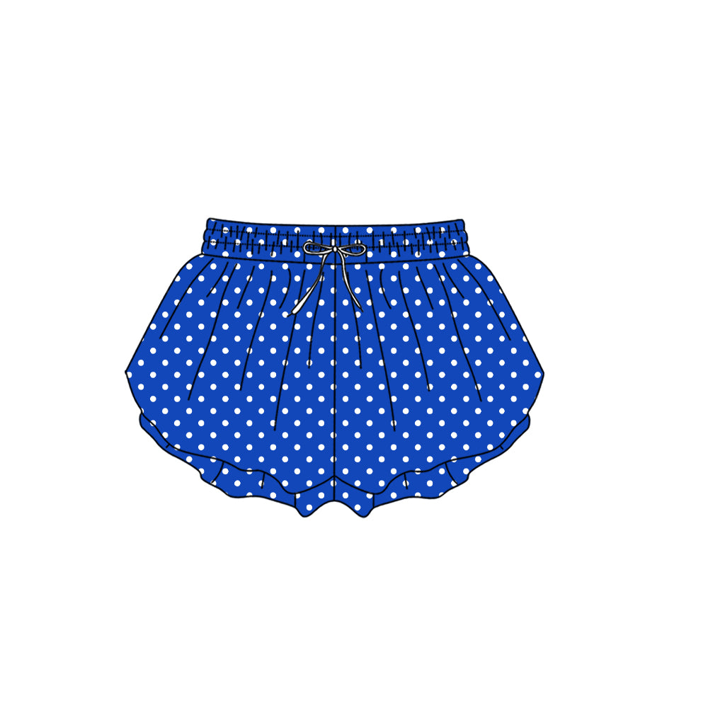 7.24 SS0973 Preorder Blue Dots Print Woman Bottom Yoga Flutter Shorts