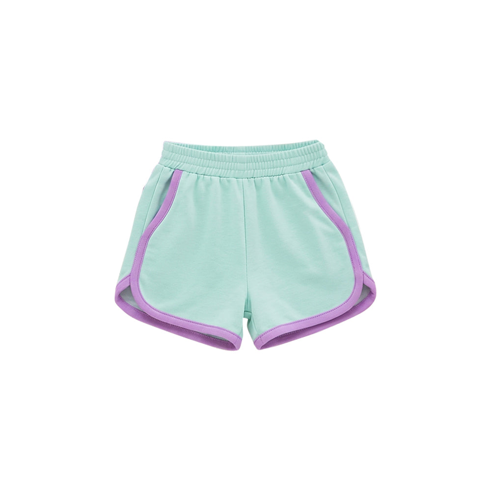 8.1 Preorder Kids Girls Mint Green Purple Contrast Trim Dolphin Shorts