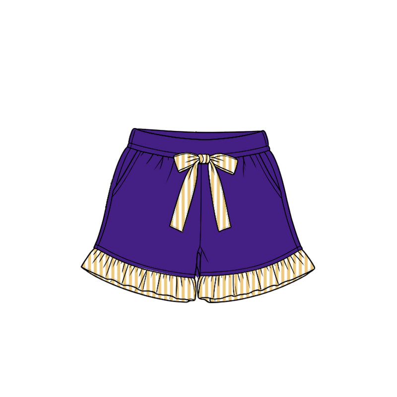 8.15 Preorder Kids Girls Purple with Yellow Stripe Ruffle
