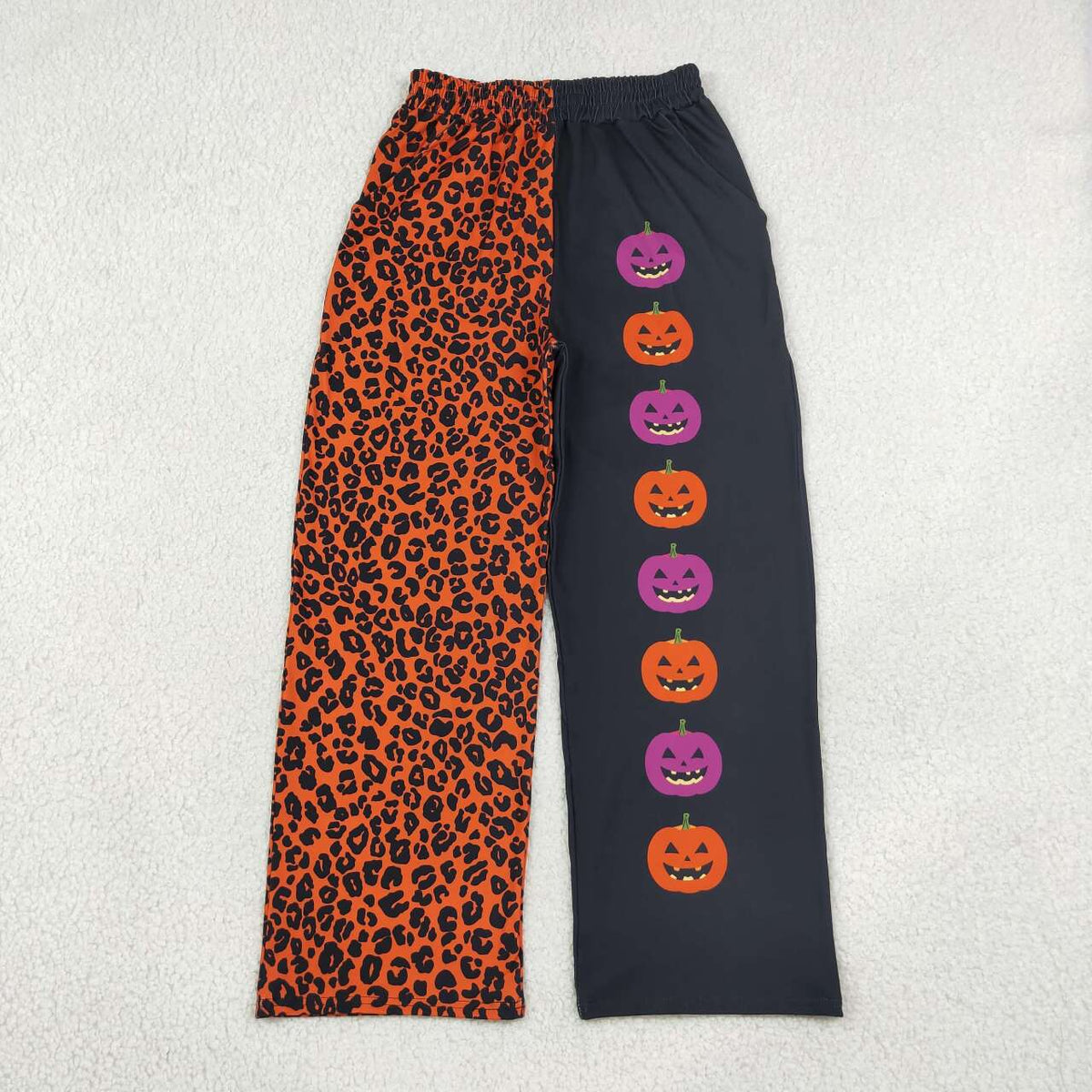 Baby Girls Halloween Leopard & Pumpkin Print Wide Leg Pants
