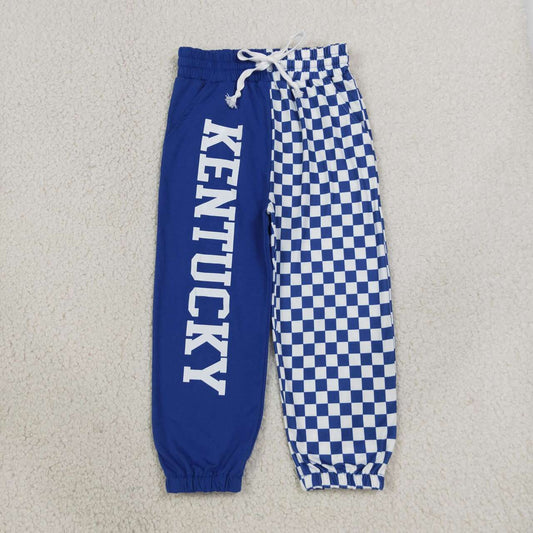 P1059 Teams Kentucky Vinyl & Checkered Print Kids Joggers Split Pants