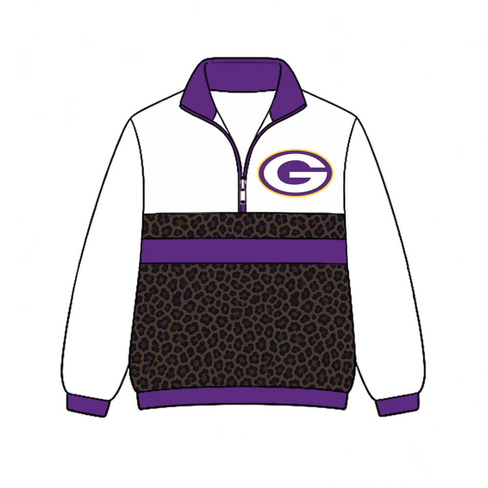 (Custom Design Preorder MOQ 5) Gurdon Leopard Print Girls & Women Sports Team Long Sleeve Zipper Pullover Top