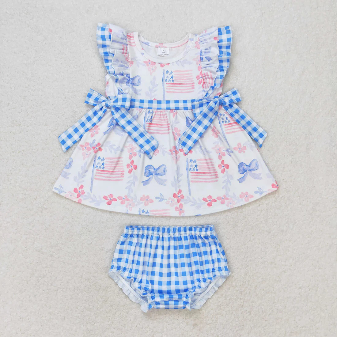 Sibling Baby Girls Boys 4th of July Bows Summer Outfit Rompers