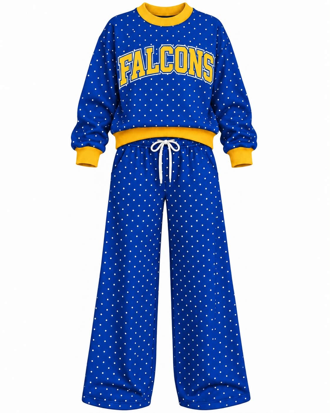 Preorder( 5 MOQ) Baby Girls Falcons Blue Polka Dot Outfit