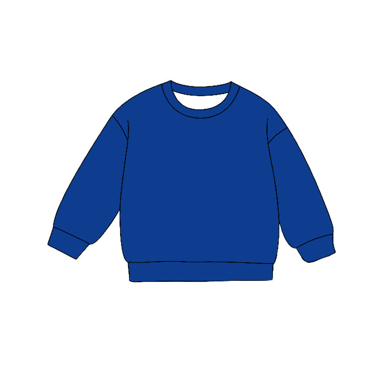 (Custom Design Preorder MOQ 5) Blue Kids Long Sleeve Tee Shirts Top