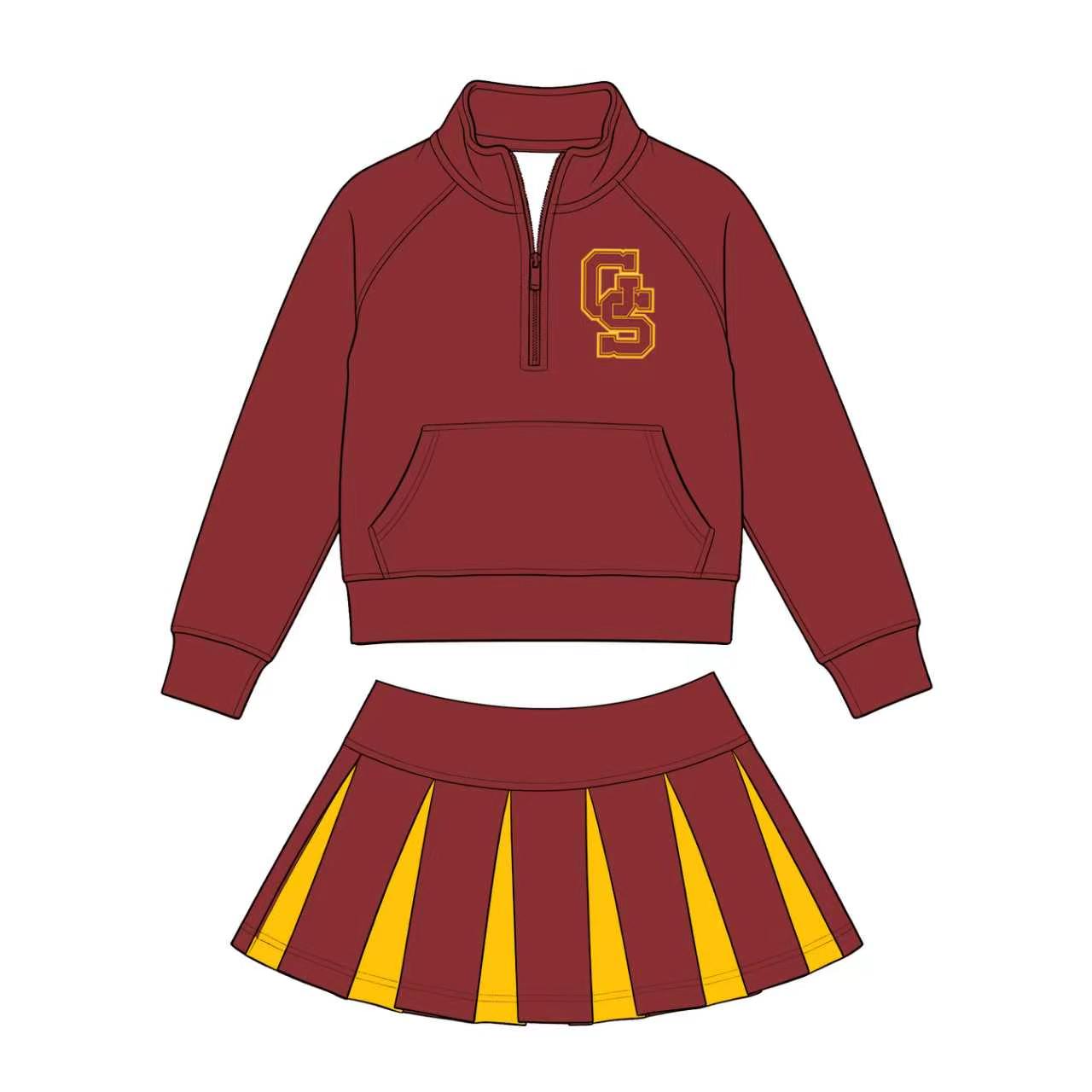 (Custom Design Preorder MOQ 5) Teams Gibson Southern Zipper Top Skort Girls Clothes Set