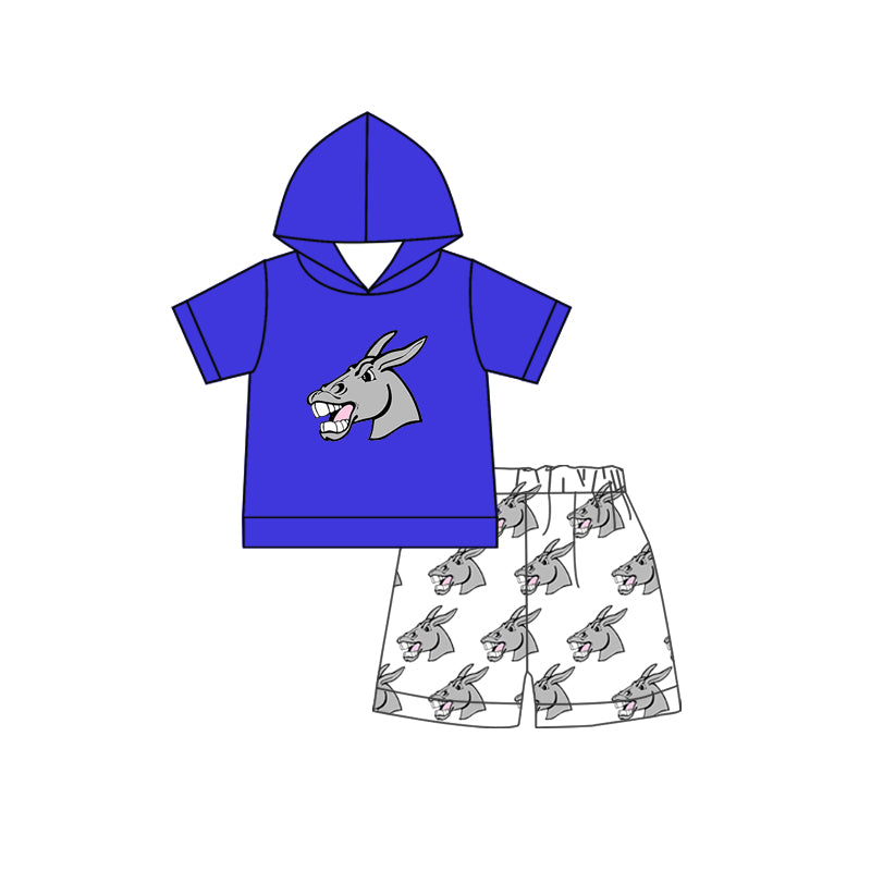 (Custom Design Preorder MOQ 5) Teams Bernie Mules Blue Hoodie Top Shorts Boys Summer Clothes Set