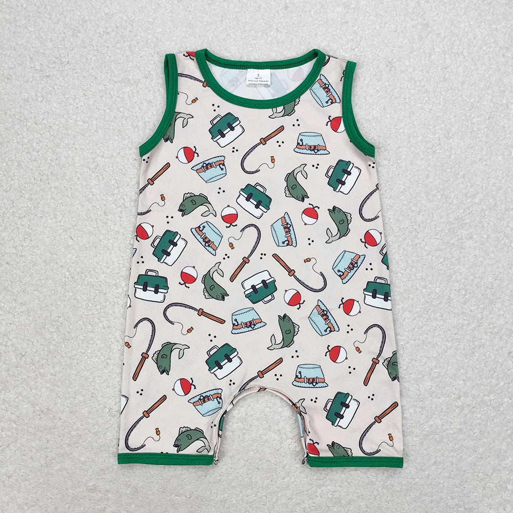 Baby Boys Sleeveless Fishing Romper