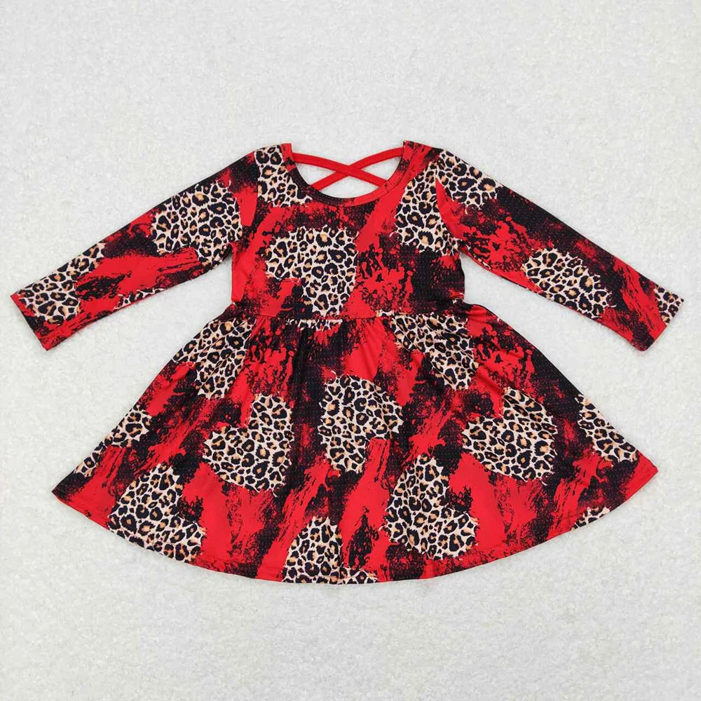 Baby Girls Leoaprd Heart Long Sleeve Dress