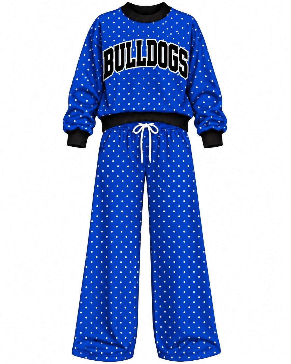 Preorder( 5 MOQ) Baby Girls Bulldogs Blue Polka Dot Outfit