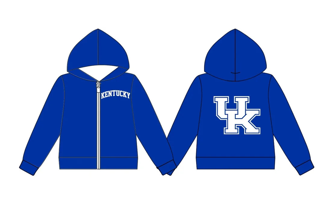 (Custom Design Preorder MOQ 5) Baby Boys Long Sleeve Kentucky Team Zip Hoodie Jackets Top