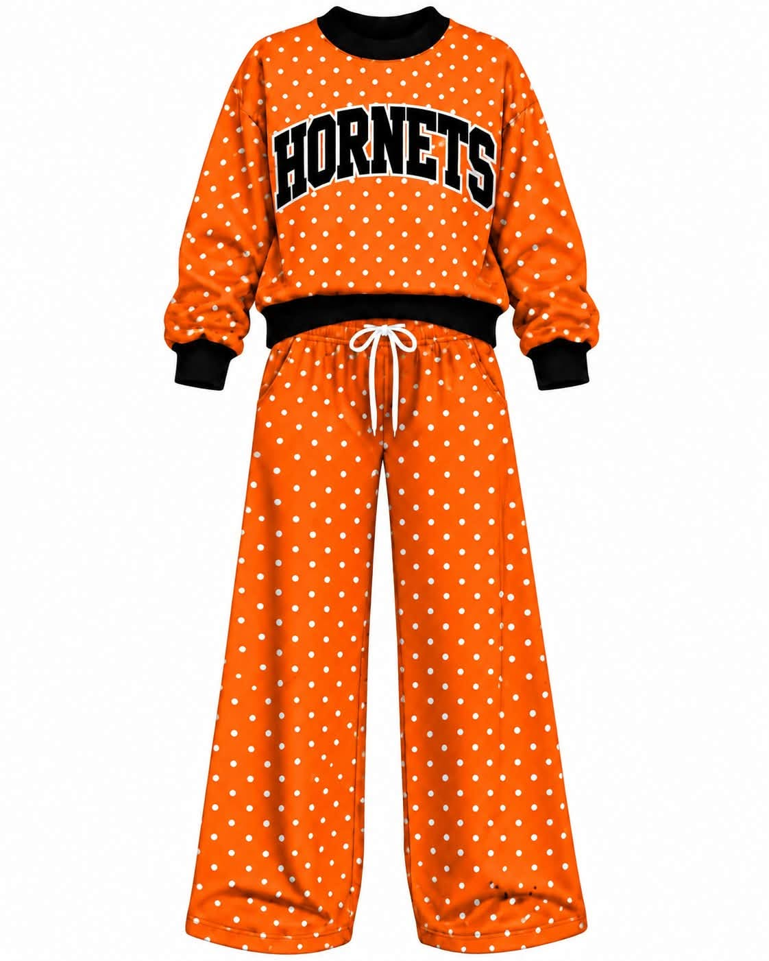 Preorder( 5 MOQ) Baby Girls Hornest Orange Polka Dot Outfit