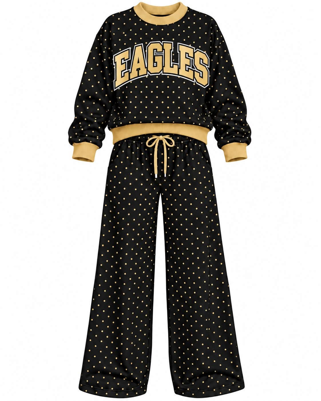 Preorder( 5 MOQ) Baby Girls Eagles Black Polka Dot Outfit