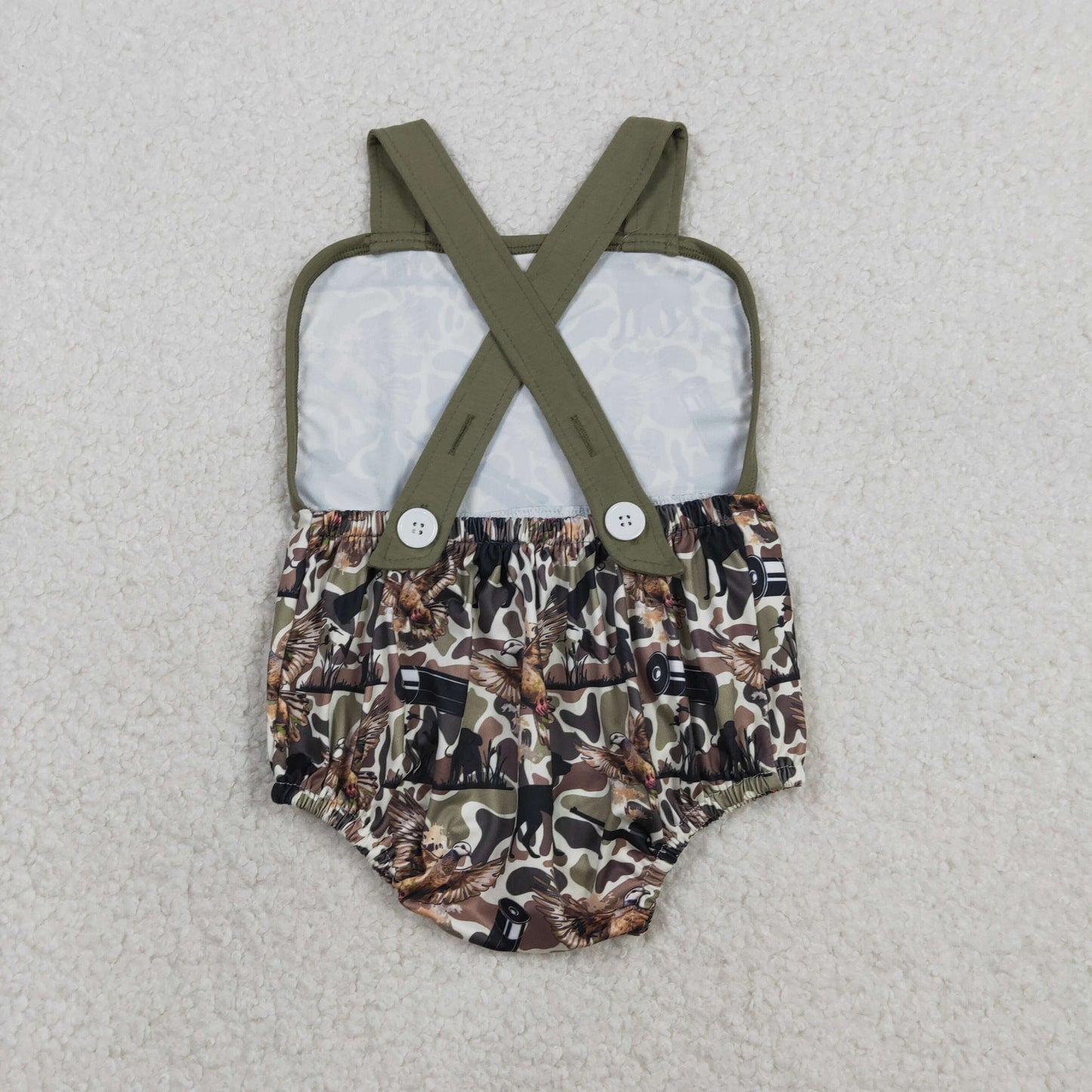 Sibling Baby Boys Shirt Top Dog Ducks Camo Pockets Short Hunting Clothes Set Strap Rompers