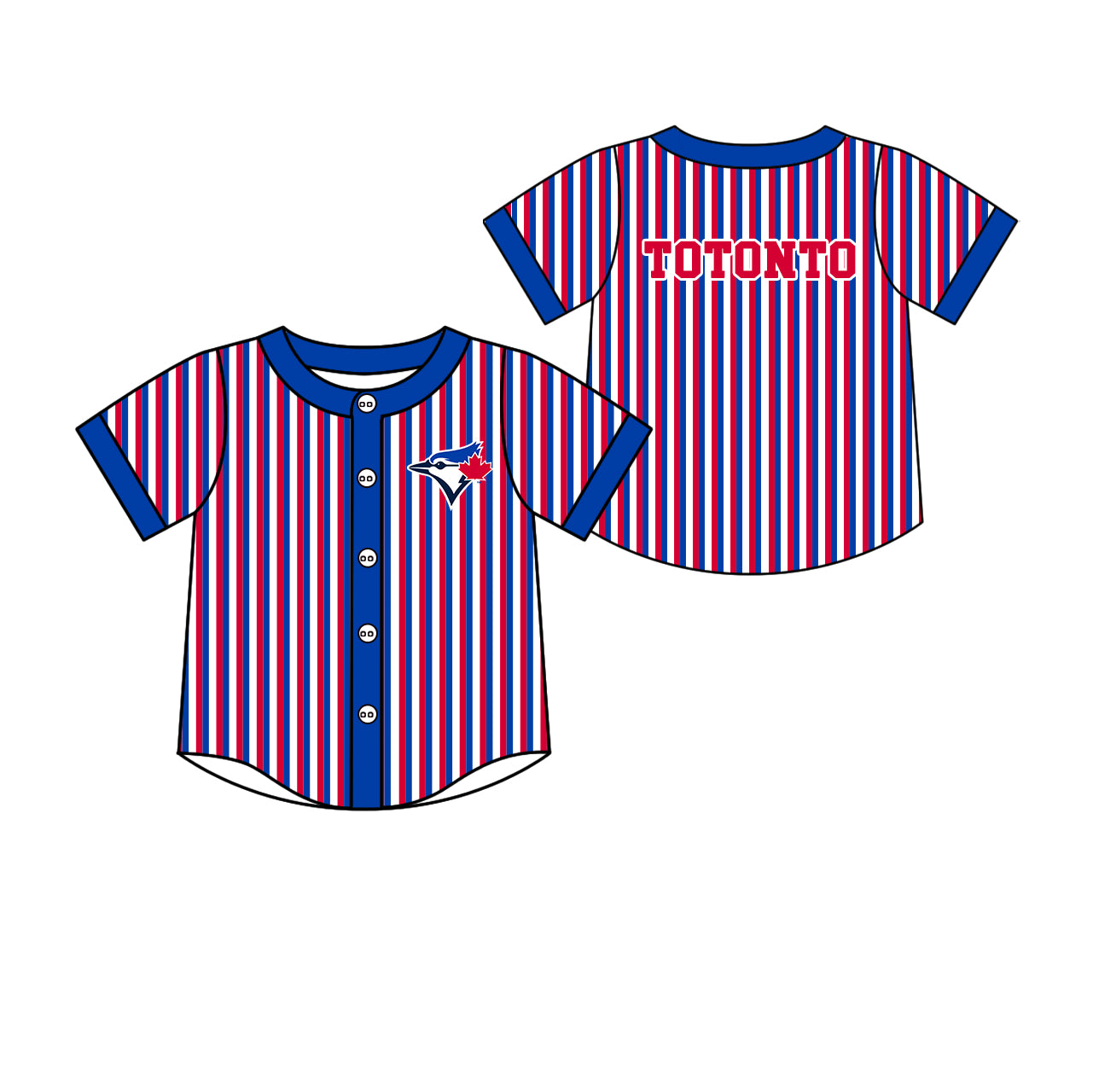 Preorder (moq 5)Baby Boys Short Sleeve Totonto Blue Jays Stripe Team Button T-shirts Top
