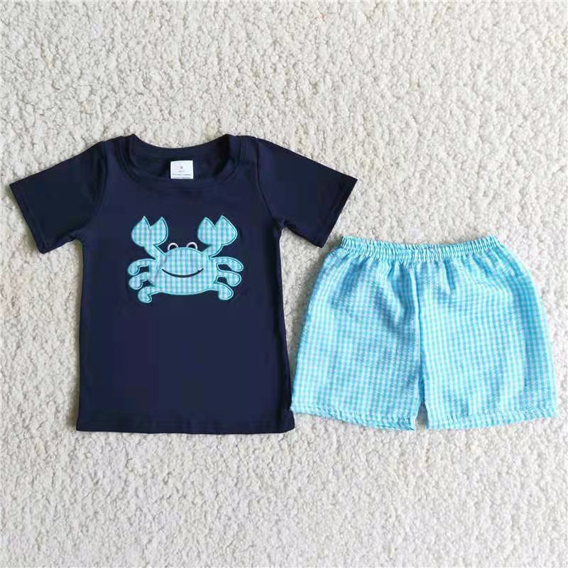 (Promotion)Baby Boy Summer embroideried Shorts Sets -A16-14