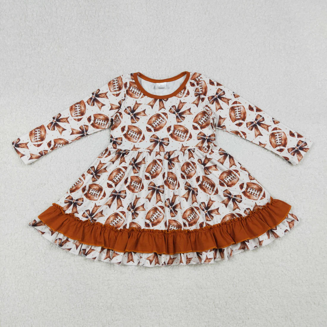 Baby Girls Footballs Bows Plaid Team Ruffle Knee Length Dresse
