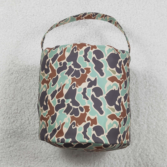 Embroidery Rabbits Baby Kids Southern Green Camo Easter Bucket Bag