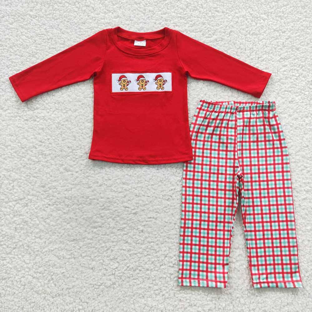 Baby Boys Embroidery Gingerbread Shirts Pants Clothes Sets