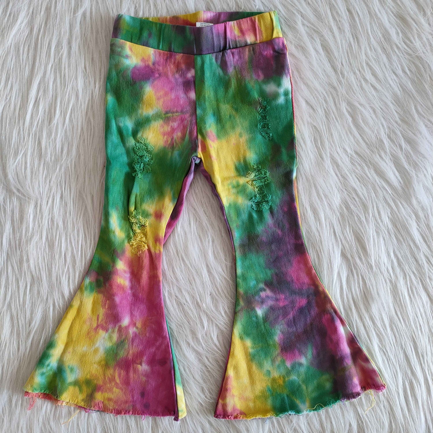Bell bottom green tie-dye jeans B14-9