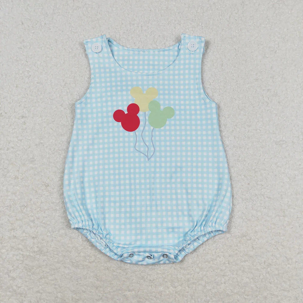 Baby Boys Blue Mouse Balloons Sibling Brother Rompers Clothes Sets)