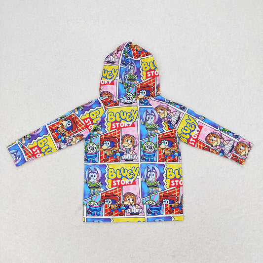 Baby Boys Hooded Dogs Blue Long Sleeve Tops