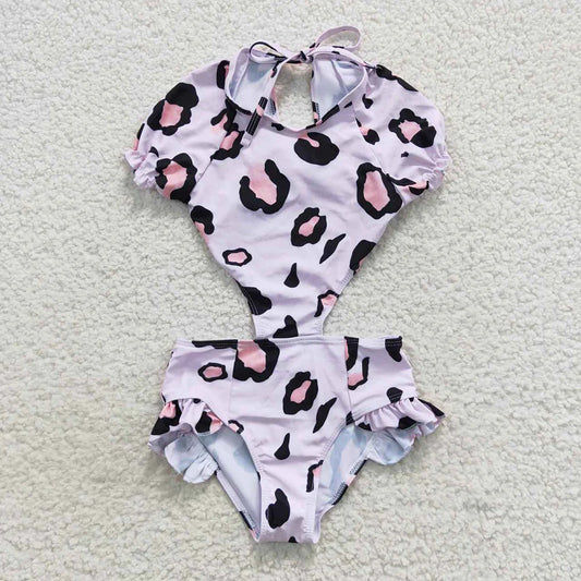 Baby Girls Pink Big Leopard One Pieces Swimsuits