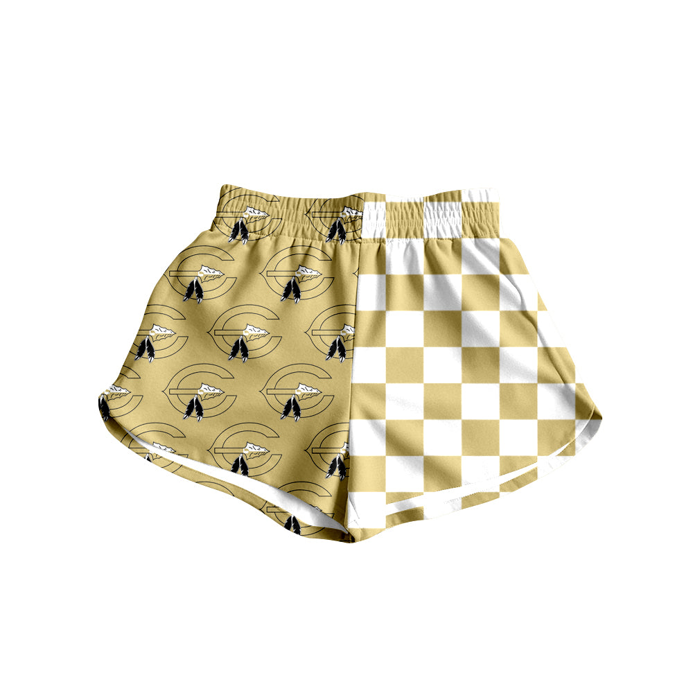 (Custom Design Preorder MOQ 5)  Teams Comanche Plaid Print Girls & Woman Sports Bottom Shorts