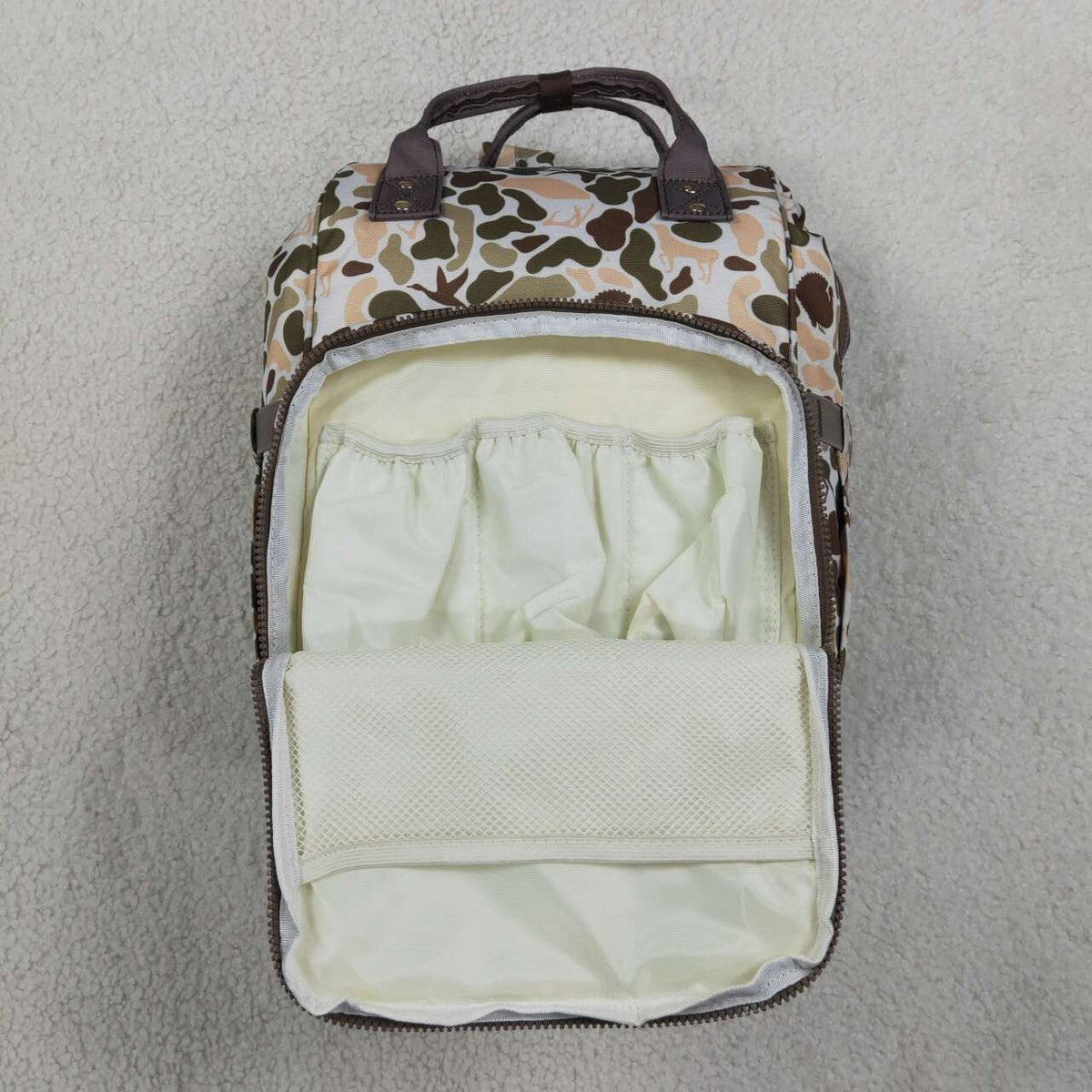 BA0407 Brown Khaki Camo Hunting Print Adult Baby Diaper Bags