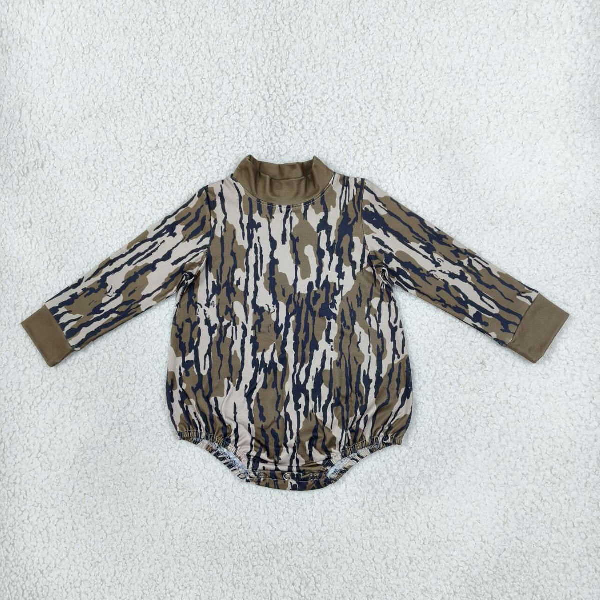 LR3259 Camo Baby Mock Neck Long Sleeve Bubble Romper