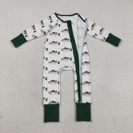 LR2531 Baby Boys Fishing Long Sleeve Zipper Romper